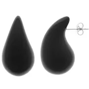 Boucles d'oreilles goutte bombée 31x17 mm en acrylique - Noir x2