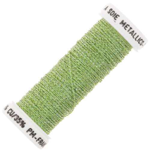 Fil à broder métallisé tressé 4 Au ver à soie - Vert clair irisé (3625) x10m