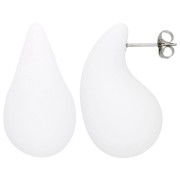 Boucles d'oreilles goutte bombée 31x17 mm en acrylique effet gomme - Blanc mat x2|raw }}