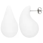 Boucles d'oreilles goutte bombée 31x17 mm en acrylique effet gomme - Blanc mat x2