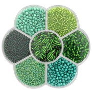 Assortiment de perles rocailles Preciosa avec boîte fleur - Vert x1|raw }}