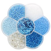 Assortiment de perles rocailles Preciosa avec boîte fleur - Aqua x1|raw }}