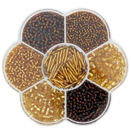 Assortiment de perles rocailles Preciosa avec boîte fleur - Topaz x1