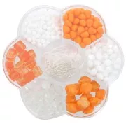 Assortiment de perles Preciosa avec boîte fleur et accessoires - Orange - Blanc x1