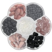 Assortiment de perles Preciosa avec boîte fleur et accessoires - Noir - Rose foncé|raw }}