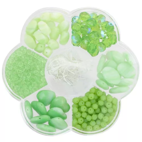 Assortiment de perles Perciosa avec boîte fleur et accessoires - Vert clair x1