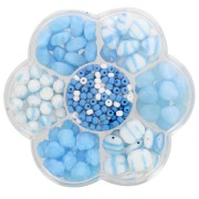 Assortiment de perles rocailles Preciosa avec boîte fleur - Aqua - Blanc x1|raw }}