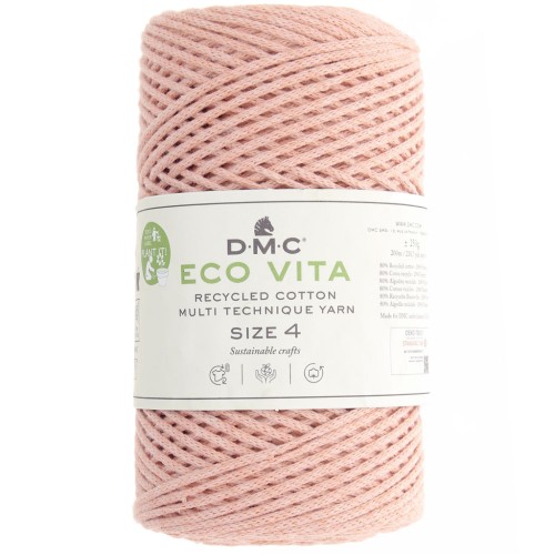 Bobine de cordon DMC 3 mm coton recyclé - Eco Vita 4 - Rose saumon x 200m