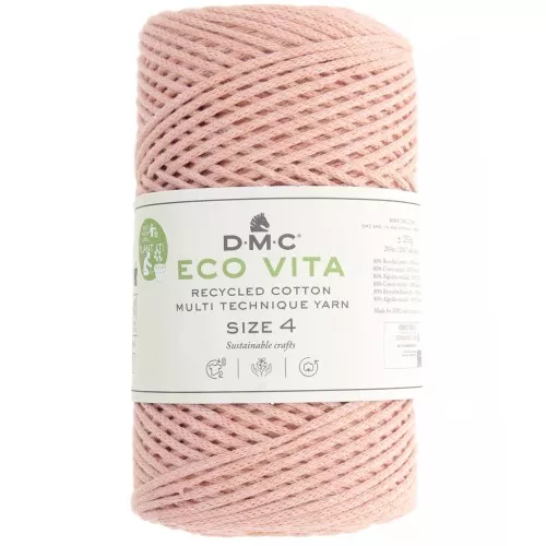 Bobine de cordon DMC 3 mm coton recyclé - Eco Vita 4 - Rose saumon x 200m
