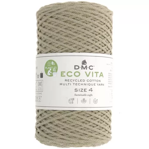 Bobine de cordon DMC 3 mm coton recyclé - Eco Vita 4 - Vert de gris x 200m