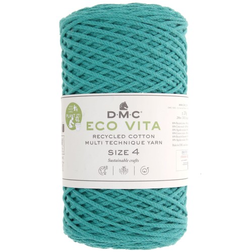 Bobine de cordon DMC 3 mm coton recyclé - Eco Vita 4 - Vert turquoise x 200m