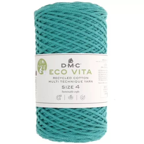 Bobine de cordon DMC 3 mm coton recyclé - Eco Vita 4 - Vert turquoise x 200m