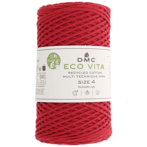 Bobine de cordon DMC 3 mm coton recyclé - Eco Vita 4 - Rouge x 200m