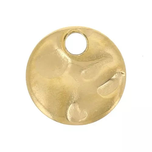 Breloques rondes martelées 6 mm - Acier inoxydable 304L Doré x10