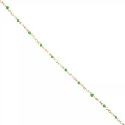 Chaîne avec perles en résine époxy 2 mm - Acier inox 304 Doré - Vert x1m