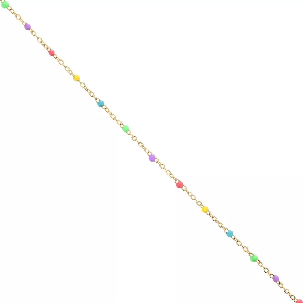 Chaîne de cheville perles doré et onyx vert