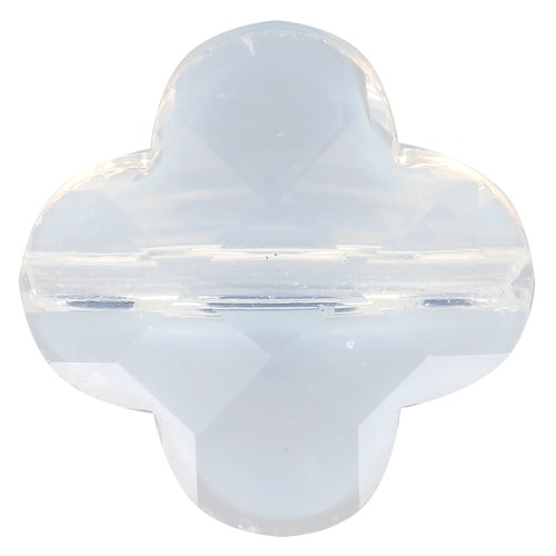 Trèfle facetté 12 mm White Opal x1