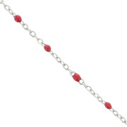 Chaîne avec perles en résine époxy 2 mm - Acier inox 304 - Rouge x1m