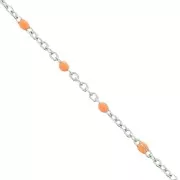 Chaîne avec perles en résine époxy 2 mm - Acier inox 304 - Orange x1m