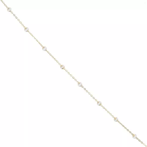 Chaîne maille Forçat et perles époxy 3.4 mm - Acier inox 304 Doré - Blanc x1m