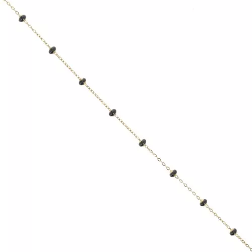 Chaîne maille Forçat et perles époxy 3.4 mm - Acier inox 304 Doré - Noir x1m