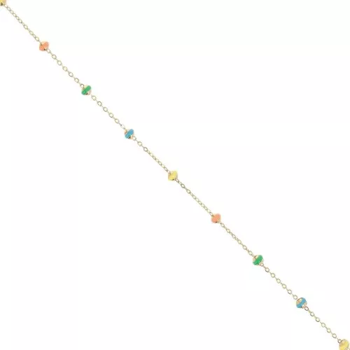 Chaîne maille Forçat et perles époxy 3.4mm - Acier inox 304 Doré - Multicolore x1m