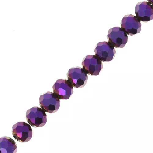 Perles rondelles facettées - rondes aplaties - 6x5 mm Purple Iris x42cm
