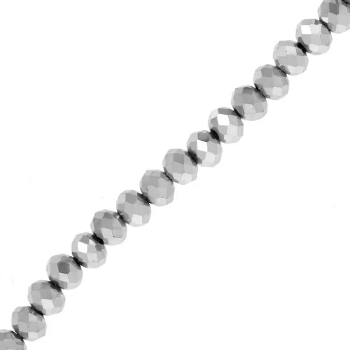 Perles rondelles facettées - rondes aplaties 6x5 mm Argenté x38 cm