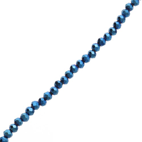 Perles rondelles facettées - rondes aplaties - 4x3.5 mm Blue Iris x39 cm