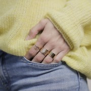 Bague anneau large 10 mm - Taille 53 - Plaqué Or 3 microns x1