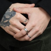 Bague anneau large 7 mm - Taille 63 - Argent 925 Rhodié x1