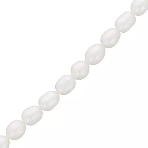 Perles d'eau douce grain de riz - 8x6 mm - Grade A Blanc x15