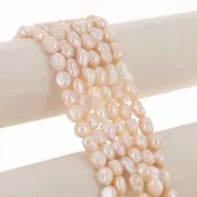 Perles d'eau douce baroques irrégulières 11x10 mm - Grade AA Pêche x5