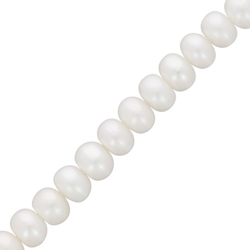 Perles d'eau douce rondes aplaties 8x6 mm - Grade AAA Blanc x4