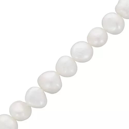 Perles d'eau douce baroques ovales irrégulières 10x9 mm - Grade AA Blanc x6