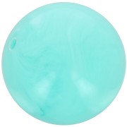 Perles rondes 14 mm en résine opaque - Aquamarine marbré x6