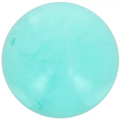 Perles rondes 14 mm en résine opaque - Aquamarine marbré x6