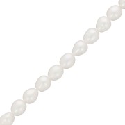 Perles d'eau douce grain de riz - 6x5 mm - Grade AA- Blanc x36cm|raw }}