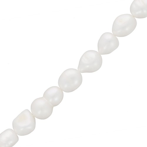 Perles d'eau douce baroques irrégulières 10x8 mm - Grade AA Blanc x39cm