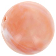 Perles rondes 14 mm en résine opaque - Corail marbré x6
