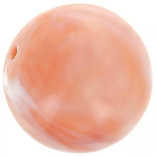 Perles rondes 14 mm en résine opaque - Corail marbré x6