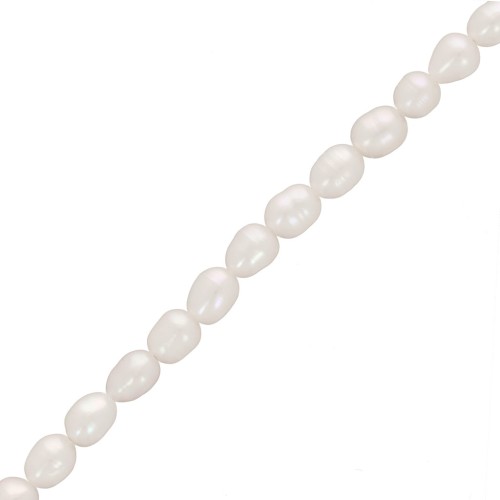 Perles d'eau douce grain de riz - 5x4 mm - Grade AA- Blanc x36cm