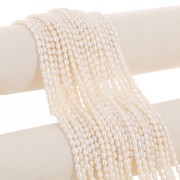 Perles d'eau douce grain de riz - 5x4 mm - Grade AA- Blanc x36cm