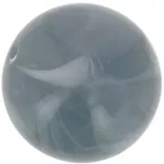 Perles rondes 14 mm en résine opaque - Bleu gris marbré x6
