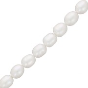 Perles d'eau douce grain de riz - 9x8 mm - Grade A Blanc x38cm
