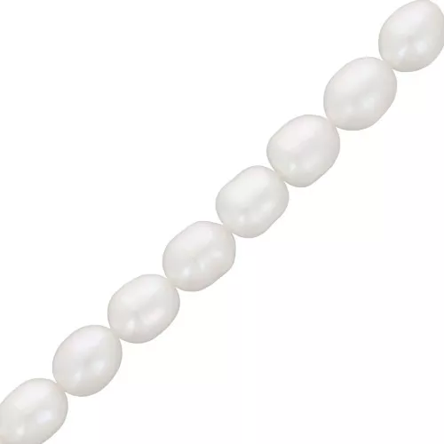 Perles d'eau douce grain de riz - 9x8 mm - Grade A Blanc x38cm