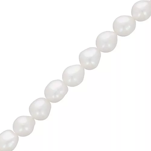 Perles d'eau douce ovales irrégulières 8x7 mm - Grade AAA  Blanc x38cm