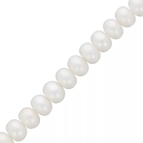 Perles d'eau douce rondes aplaties 8x6 mm - Grade AAA  Blanc x38cm