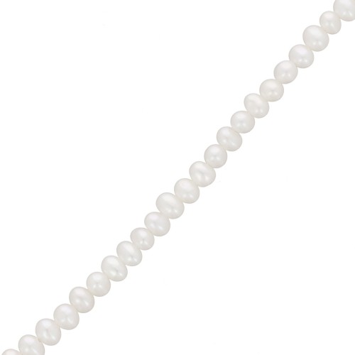 Perles d'eau douce rondes aplaties irrégulières 3x2.5 mm - Grade AA+  Blanc x38cm