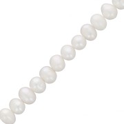 Perles d'eau douce ovales irrégulières 7x6 mm - Grade A  Blanc x34cm|raw }}